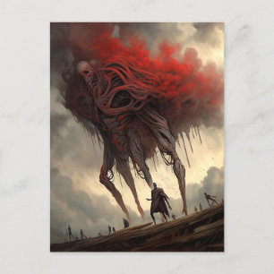Giant Alien Walking Science Fiction Horror Art Postcard
