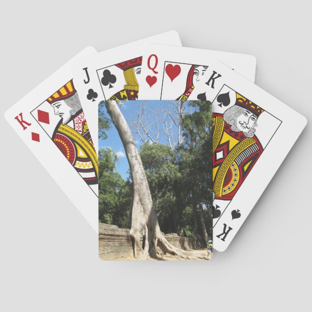 Giant Banyan Tree ... Ta Prohm Temple, Cambodia Playing Cards (Back)