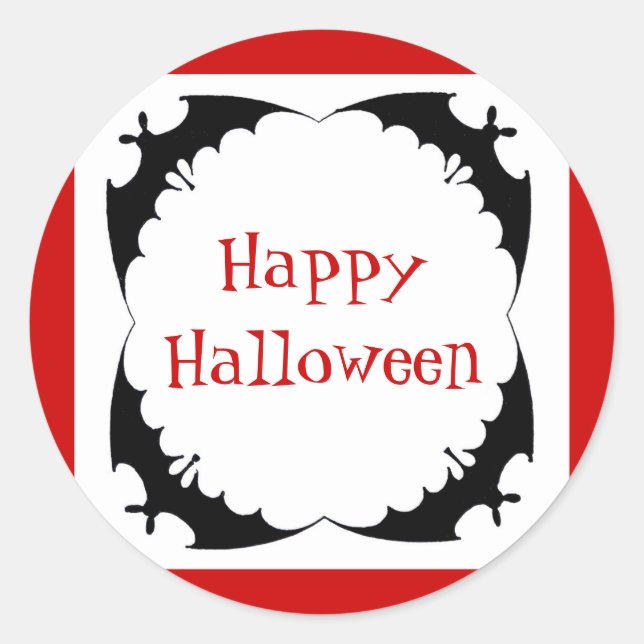 Giant Bats Happy Halloween Classic Round Sticker (Front)