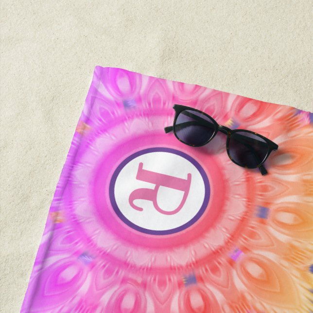 Giant beach towel 70x30 in psychedelic pattern (In Situ)