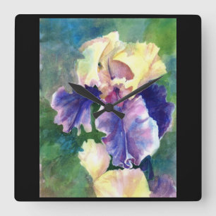Giant Bearded Iris Square Wall Clock