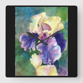 Giant Bearded Iris Square Wall Clock