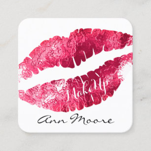 Giant big kiss lips classy shine cover square business card