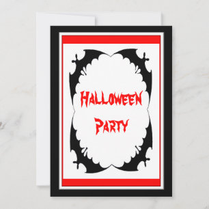 Giant Black Bats & Cobwebs Halloween Party Invitation