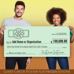 Giant Blank Check for Sweepstakes, Awards, Charity Poster