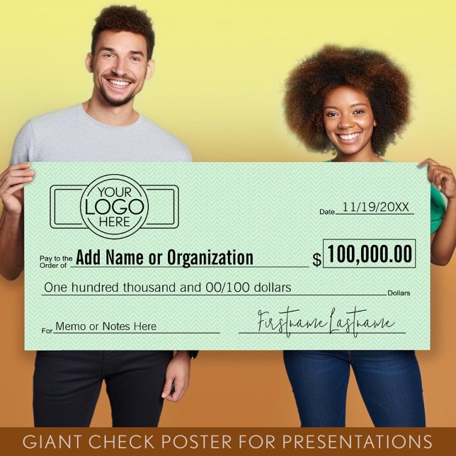 Giant Blank Check for Sweepstakes, Awards, Charity Poster (Giant Check for Presentations)