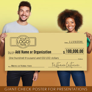 Giant Blank Check for Sweepstakes, Awards, Charity Poster