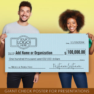 Giant Blank Check for Sweepstakes, Awards, Charity Poster