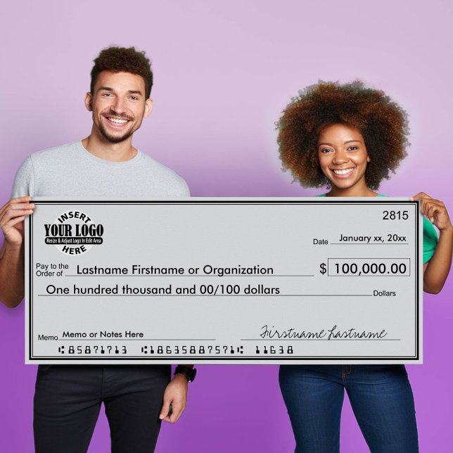 Giant Blank Check for Sweepstakes & Awards Poster (Big Check for Presentations)