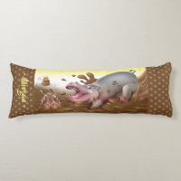 Giant body cushion Hippos in mud chocolate browns