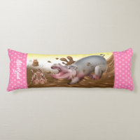 Giant body cushion Hippos in mud marshmallow pink.