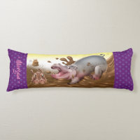 Giant body cushion Hippos in mud purples.