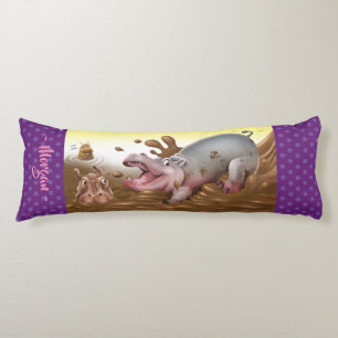 Giant body cushion Hippos in mud purples.