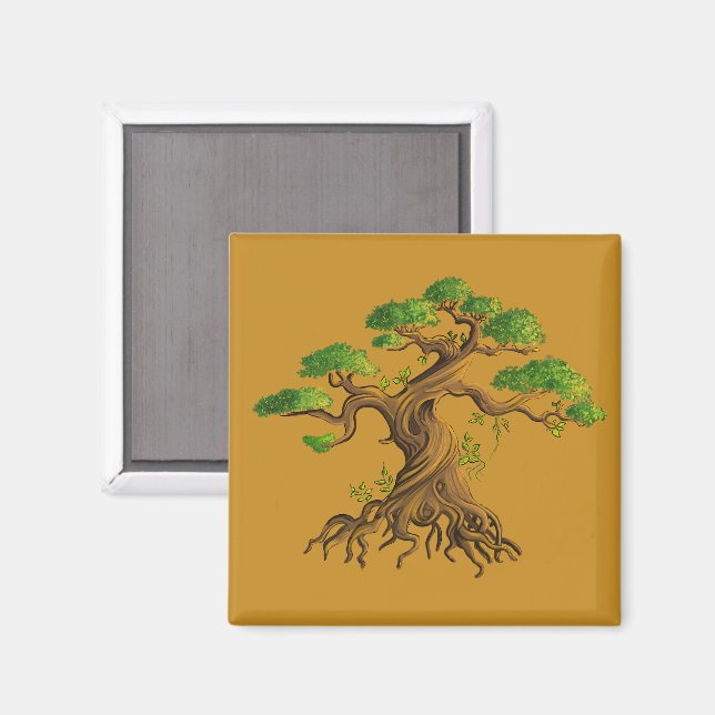 Giant bonsai in color drawing magnet (Front/Back)