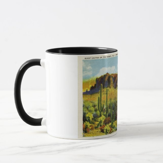 Giant Cactus in Desert - Vintage Postcard Mug (Left)