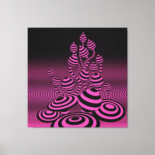 Giant Canvas Neon Fuchsia Magic Mushrooms 1m sq. Print (Front)