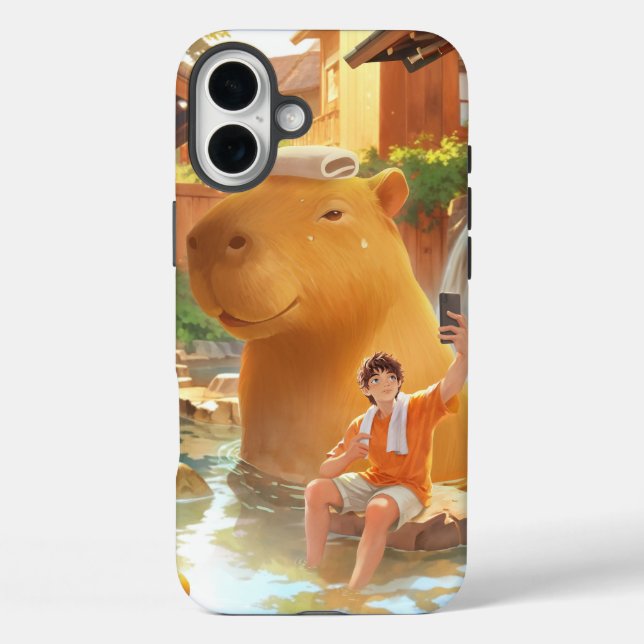 Giant Capybara – Hot Spring Illustration Case-Mate iPhone Case (Back)