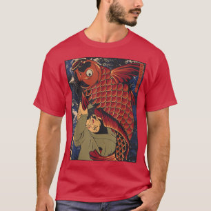 Giant Carp Koi Fish Japanese Samurai Warrior Fight T-Shirt