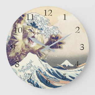 Giant Cat Wave – The Great Wave off Kanagawa Large Clock