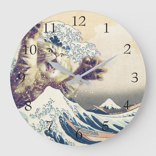 Giant Cat Wave – The Great Wave off Kanagawa       Large Clock (Front)