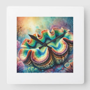 giant clam serenity 200824AREF112 - Watercolor Square Wall Clock