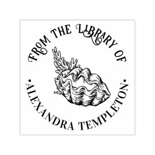 Giant Clam Shell and Coral Library Book Name Self-inking Stamp