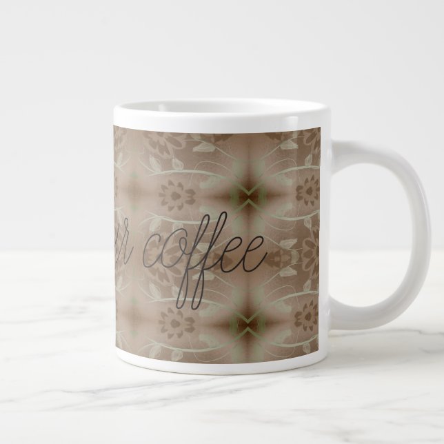 Giant Coffee Mug in Brown Floral Design (Right)