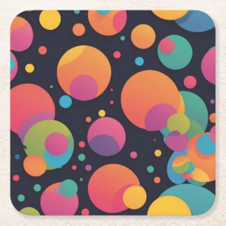 Giant colourful dots square paper coaster