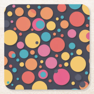 Giant colourful dots square paper coaster