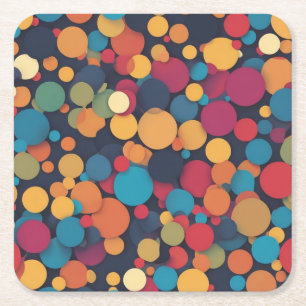 Giant colourful dots square paper coaster
