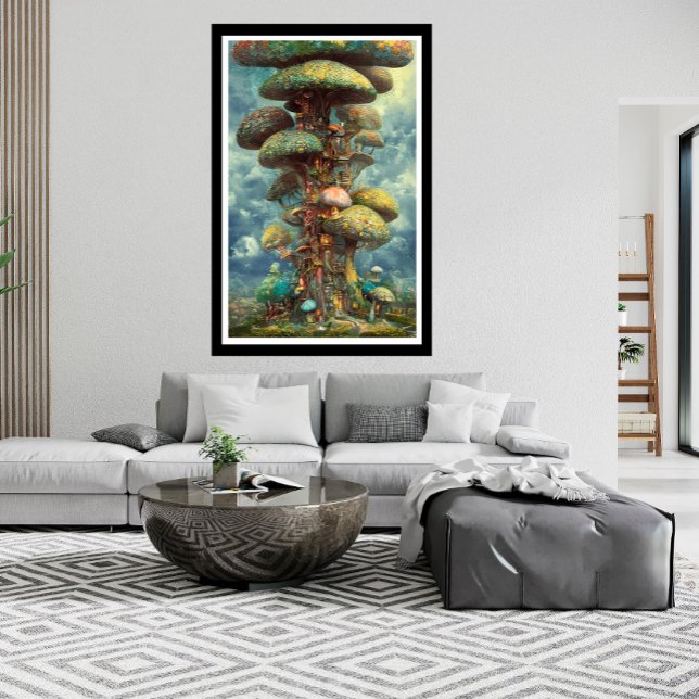 giant colourful mushroom tree house surreal  poste poster (Creator Uploaded)