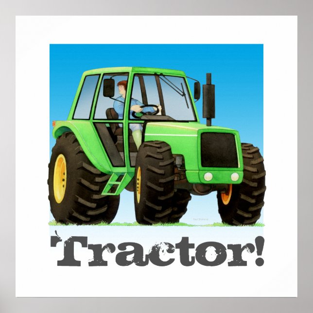 Giant Custom Kids Green Farm Tractor Poster (Front)