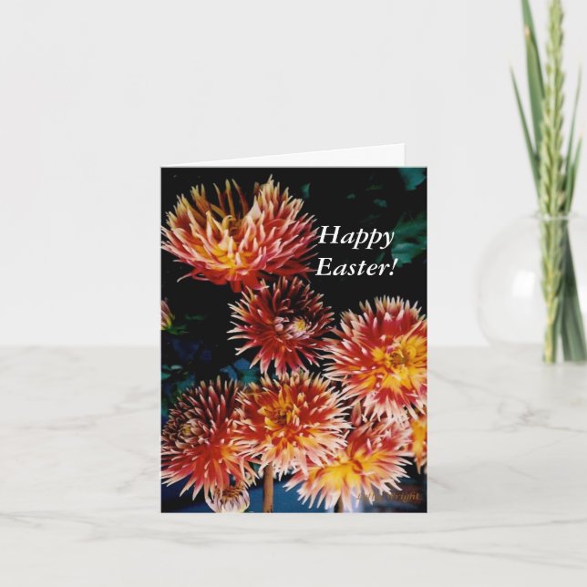 Giant Dahlias Easter  Holiday Card (Front)
