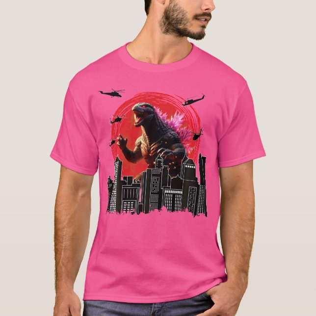 Giant Dinosaur Lizard Kaiju Japanese Art Movie Lov T-Shirt (Front)