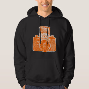 Giant East German Camera - Orange and White Hoodie