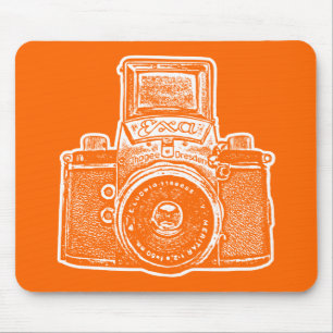 Giant East German Camera - Orange and White Mouse Pad