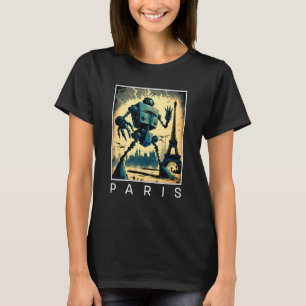 Giant Evil Robot Attacking Paris     Sci Fi T-Shirt