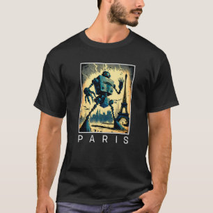 Giant Evil Robot Attacking Paris   Sci Fi T-Shirt