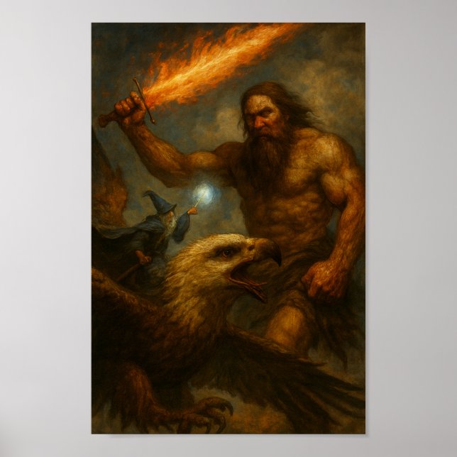 Giant fighting a Wizard Poster (Front)