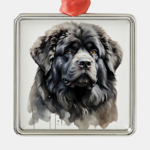 GIANT FLUFFY TIBETAN MASTIFF DOG METAL TREE DECORATION