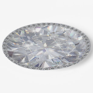 Giant Gemstone Diamond Jewel Solitaire Paper Plate