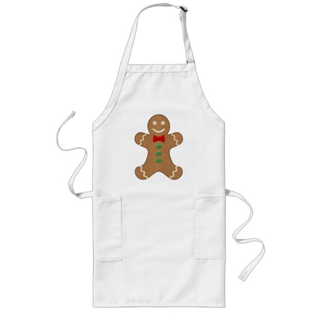Giant Gingerbread Man Cookie Holiday Long Apron (Front)