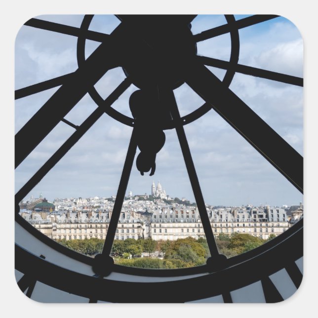 Giant glass clock at the Musée d'Orsay - Paris Square Sticker (Front)