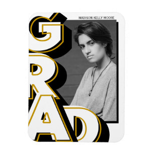 GIANT GOLD BLACK GRAD 4x3 Graduate Flexible Magnet