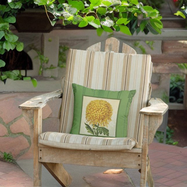 Giant Gold Chrysanthemum with Green Wallpaper Cushion (Creator Uploaded)