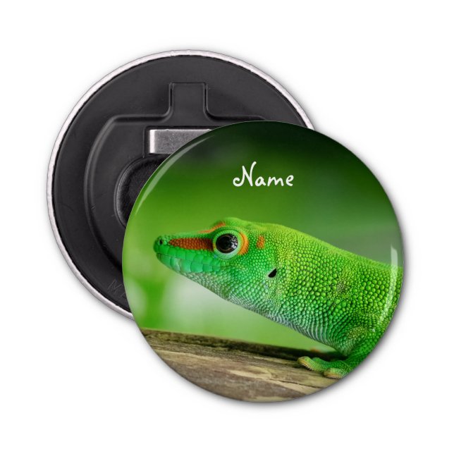 Giant Green Day Gecko - Phelsuma grandis Bottle Opener (Front)