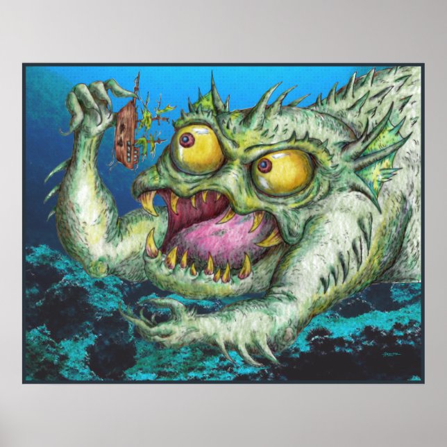 Giant Green Sea Monster Poster (Front)