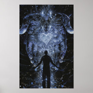 Giant Hands Holding Heart Poster - Contemporary Ar