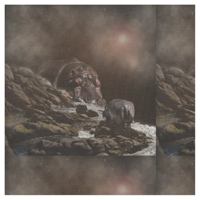 Giant Hippo Finds Love,   Fabric (Close Up)