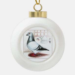 Giant Homer Pigeon 1973 Ceramic Ball Christmas Ornament
